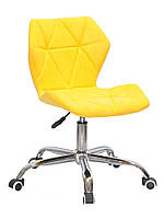 Стілець Greg CH Office шеніл жовтий SH-5 на хромованій хрестовині з коліщатками, фото 2