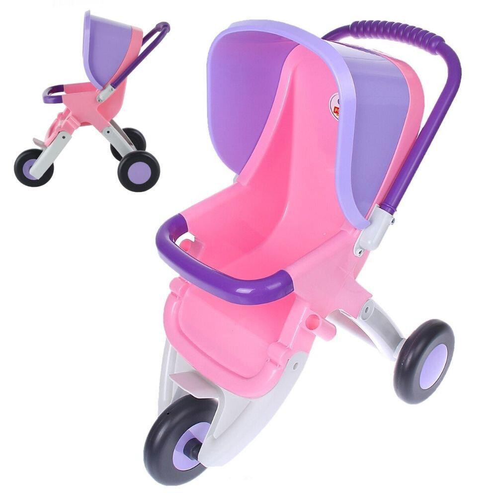 Детская коляска для кукол Polesie прогулочная 3-х колёсная, удобная ручка,сиденье для куклы, розово-фиолетовая - фото 1 - id-p1507464286