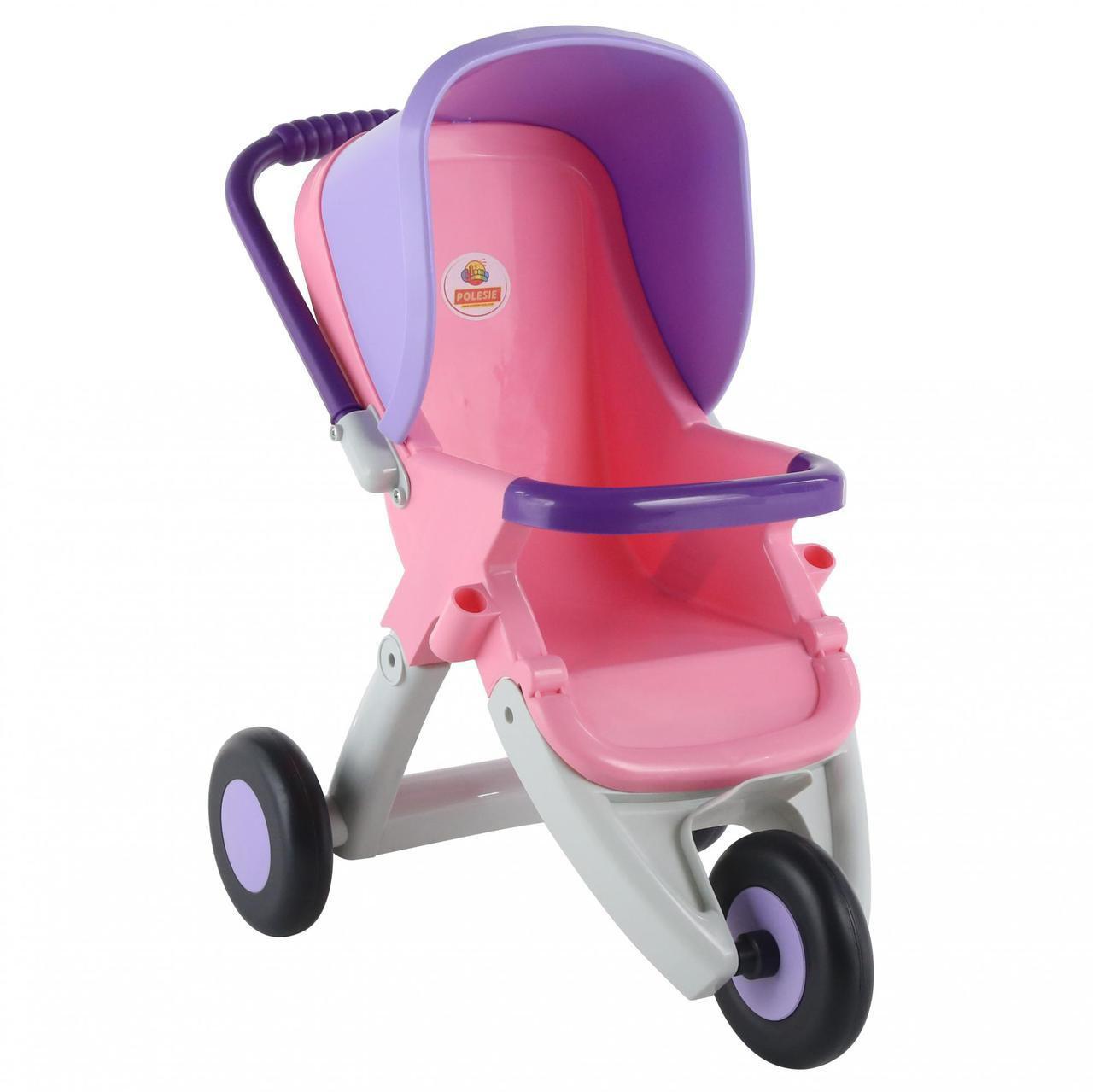 Детская коляска для кукол Polesie прогулочная 3-х колёсная, удобная ручка,сиденье для куклы, розово-фиолетовая - фото 3 - id-p1507464286