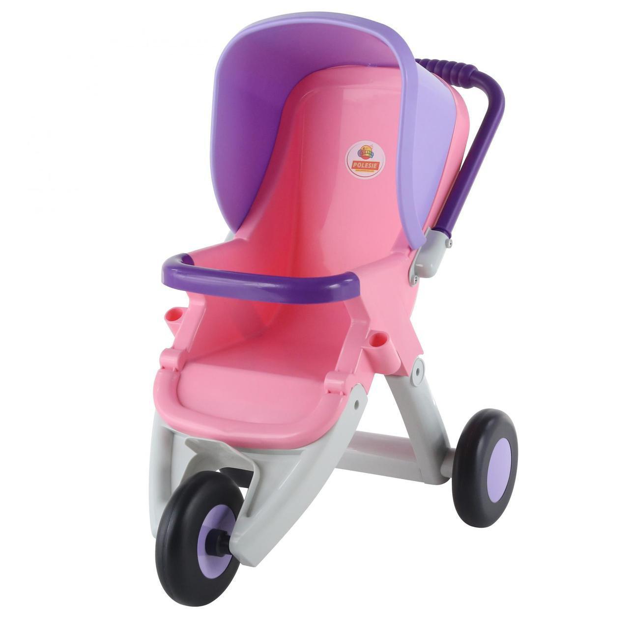 Детская коляска для кукол Polesie прогулочная 3-х колёсная, удобная ручка,сиденье для куклы, розово-фиолетовая - фото 4 - id-p1507464286