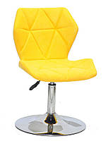 Стілець Greg CH-Base шеніл жовтий SH — 5 на хромованій опорі-бліні, поворотний із регулюванням висоти, фото 2
