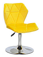 Стілець Greg CH-Base велюр жовтий B-1027 на хромованій опорі-бліні, поворотний із регулюванням висоти, фото 2