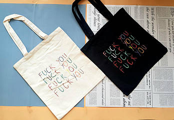 Сумка шопер жіноча чорна тканинна модна стильний принт Luna