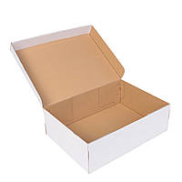 Самосбірна коробка без вікна 350х250х110 з гофракартону, біла