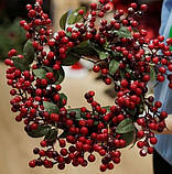 Великий новорічний вінок із гілок "Ягоди в снігу" 40 см, фото 3