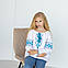 Блуза для дівчинки "Дівчина Квітка" з бірюзовою вишивкою 134, фото 5