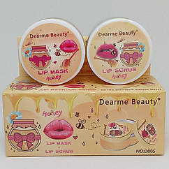 Набір косметики для губ бальзам-маска та цукровий скраб з екстрактом меду Dearme Beauty