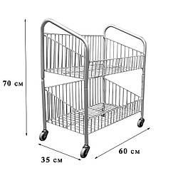 Стелаж побутовою на колесах шириною 60 см білий