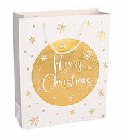 Новогодний пакет "Merry Christmas gold" 26*32*10 см, ламинированный картон