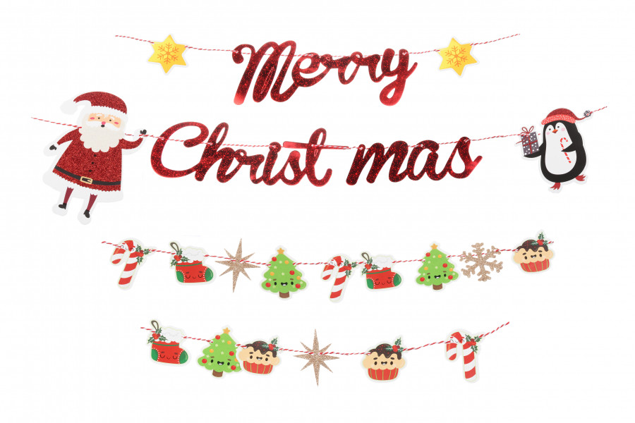 Новорічна гірлянда паперова "Merry Christmas"