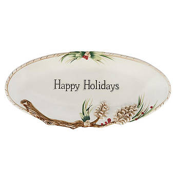 Новорічне Блюдо овальне з написом "Лісовий мороз"