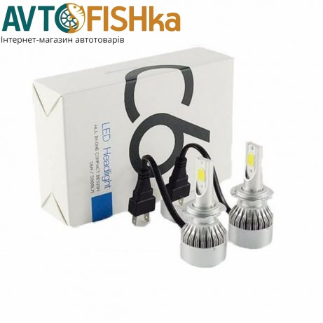 Комплект діодних ламп LED H7 C6 12V-24V 6000 K 3800L радіатор із вентилятором