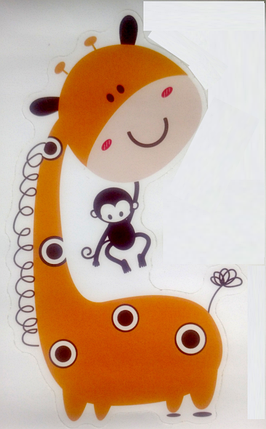 Вінілові наклейки на стіну, наклейки на вимикач, розетки "жираф і мавпа" 10 см*6 см (лист 12 см*12 см), фото 1