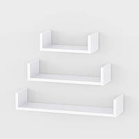 Полиця навісна на стіну MebelProff Ялинка 3, книжкова полиця, декоративна полку в кімнату, будинок. Білий