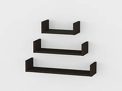 Полиця навісна на стіну MebelProff Ялинка 3, книжкова полиця, декоративна полку в кімнату, будинок. Венге