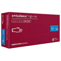 Латексные перчатки Mercator Ambulance High Risk размер M синие (25 пар)