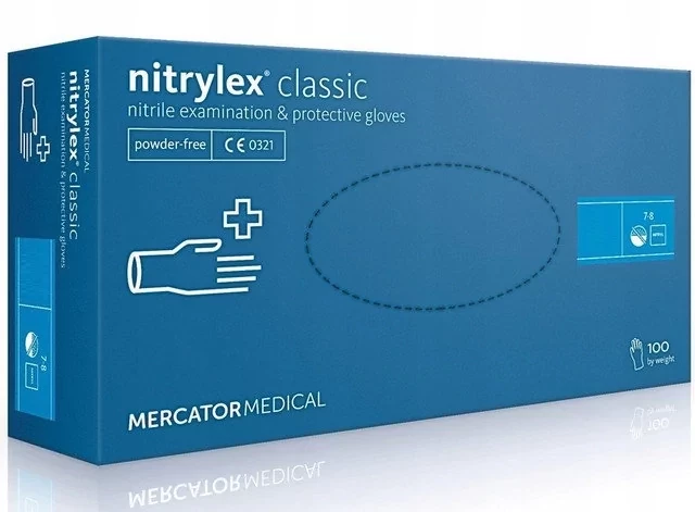 Нітрилові рукавички, Mercator Medical Nitrylex Classic, розмір L, Синій (100 шт./пач.)