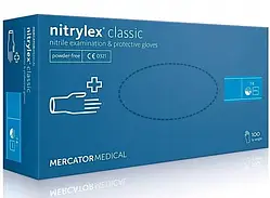 Нітрилові рукавички, Mercator Medical Nitrylex Classic, розмір L, Синій (100 шт./пач.)