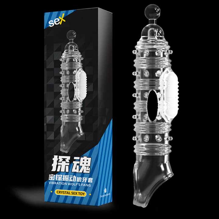 Насадка з вібрацією для збільшення пеніса "Crystal Skin Penishulle Vibro" - Синій - 18,5 см, фото 1