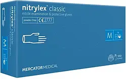 Нітрилові рукавички, Mercator Medical Nitrylex Classic, розмір M, Синій (100 шт./пач.)