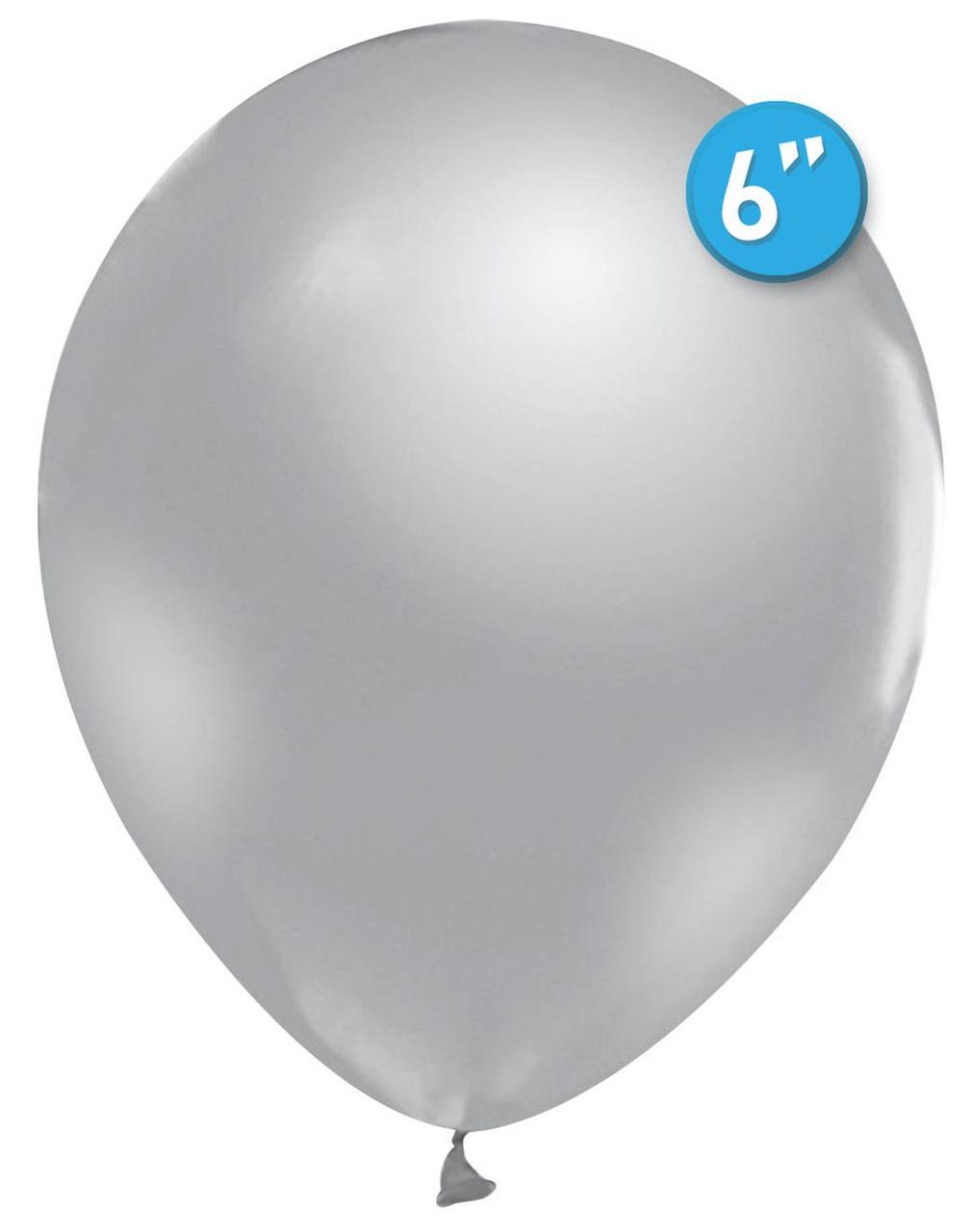 Латексна кулька  Balonevi срібна  (М23) металік 6"(15см) 1шт.