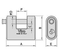 Замок висячий VIRO PANZER 4117.MC 20мм SLID_shackle 12мм BOX