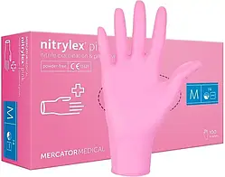 Нітрилові рукавички, Mercator Medical Nitrylex pink M (100 шт./пач.)