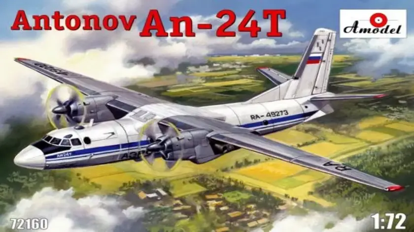 Збірна модель військово-транспортного літака Антонов Ан-24T.1/72 AMODEL 72160, фото 1