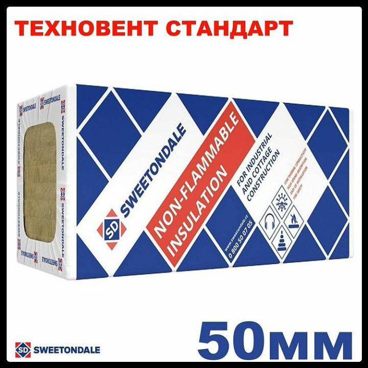 Базальтовий утеплювач — Техновент Стандарт 50 мм / 4.32 м2/упк