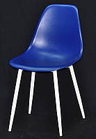 Стул Nik Metal-WT синий 54, пластиковый стул на белых металлических ножках Eames стиль модерн