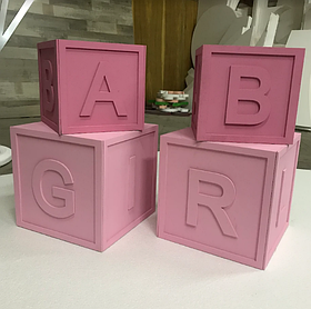 Комплект 4 кубики для підлоги з літерами Manific Decor з фанери Рожеві 25*25 см