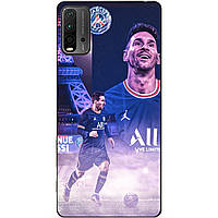 Силиконовый бампер чехол для Xiaomi Redmi 9T с рисунком Messi PSG