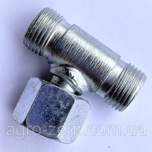Штуцер трійник S22 з гайкою (М18х1.5)-Г22(М18х1.5)-(М18х1.5)