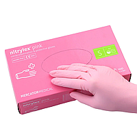 Нітрилові рукавички, Mercator Medical Nitrylex pink S (100 шт./пач.)