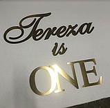 Напис "Ім'я is ONE" із дзеркального пластику для фотозони Manific Decor Золота 50х43 см, фото 3