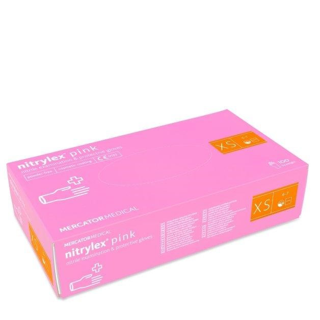 Нітрилові рукавички, Mercator Medical Nitrylex pink XS (100 шт./пач.)