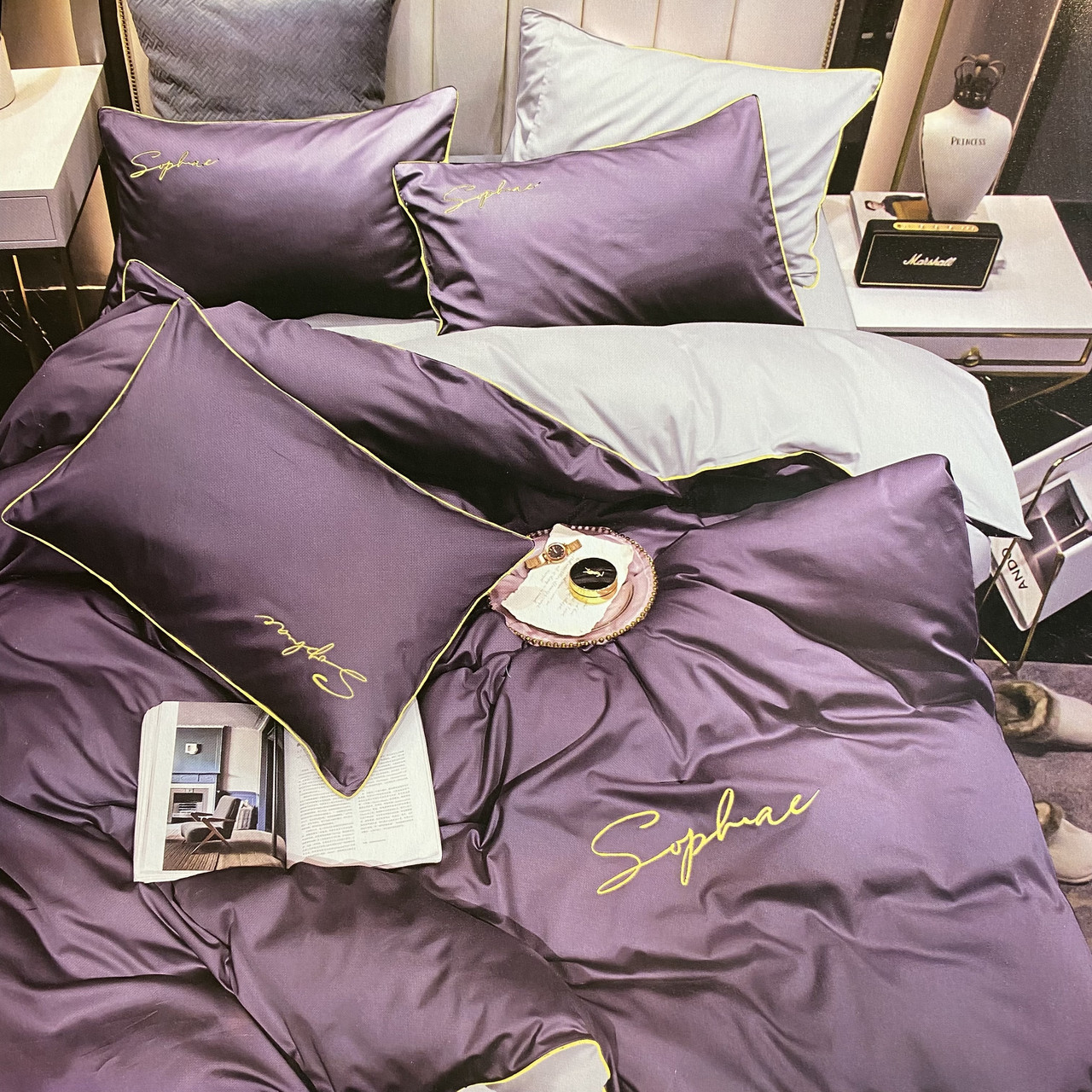 Сатинова постільна білизна високої якості Сімейний розмір 150*220 см, фото 1