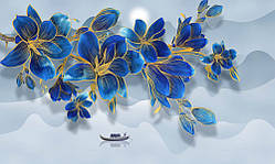 Фотообої Chameleon Сині квіти 3д 100х100см