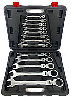 Професійний набір ріжково-накидних ключів із тріскачкою Silver 13 шт. (8-32мм)