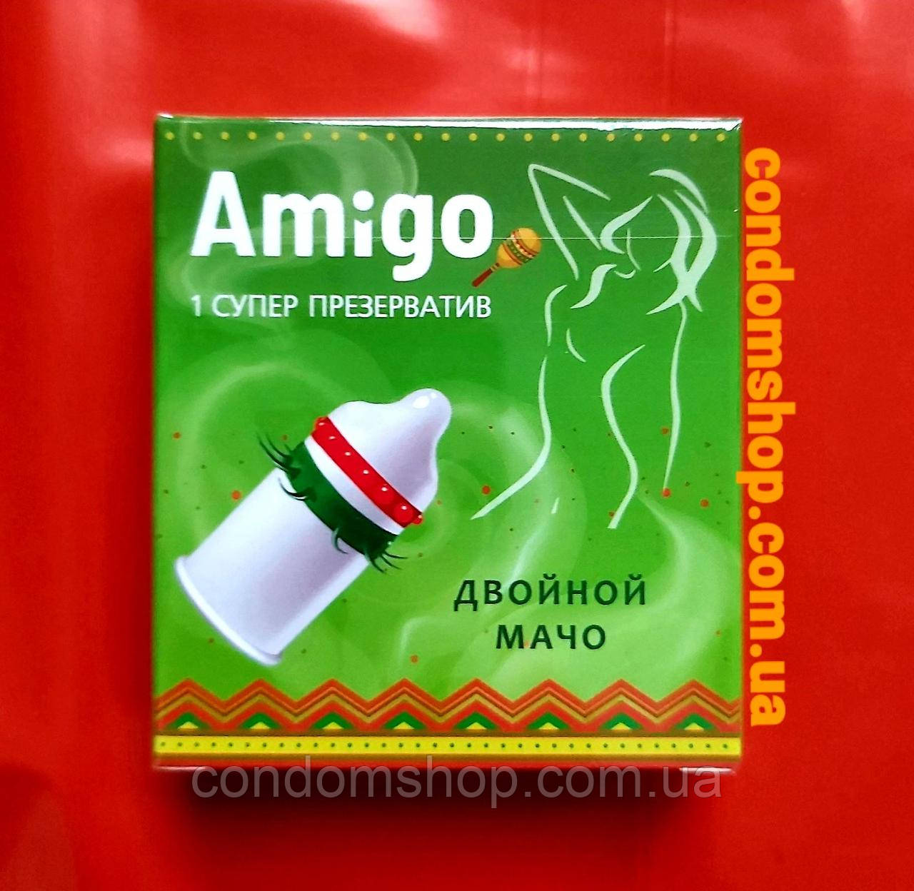 Презервативи з вусиками та кульками шипи вуса Amigo Подвійний Мачо 1 шт.