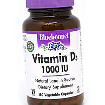 Вітамін Д Bluebonnet Nutrition Vitamin D3 1000 IU (25 mcg) 180 veg caps, фото 4