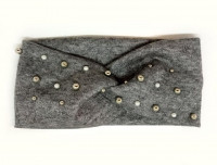 Пов'язка чалма сіра з намистинами, фото 1