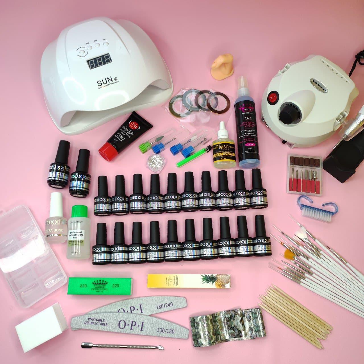 Стартовый Набор 20 Гель-лаков Oxxi Professional Лампа, Фрейзер, Вытяжка ...