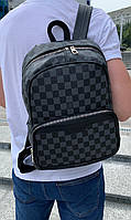 Брендовий рюкзак унісекс Louis Vuitton Луї Вітон клітинка сірий, шахівка, міський рюкзак, галяви витон
