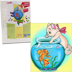 Картина по контуру Ідейка «Киця з акваріумом» 18x24 см (7119)
