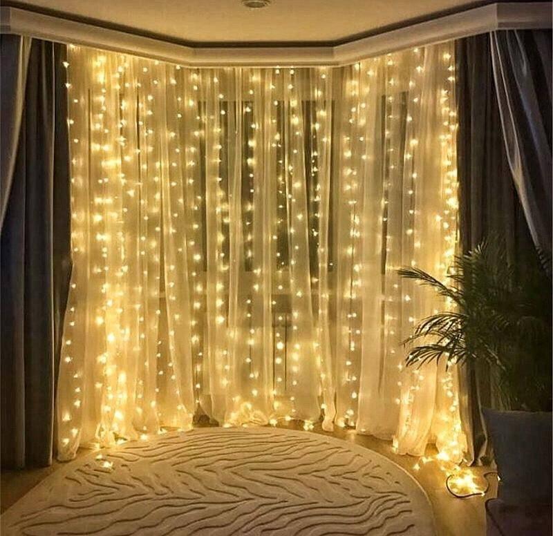 Світлодіодна гірлянда ВОДОСПАД 240 LED 2м*2м теплий білий. Новорічна ШТОРА-ДОЩИК