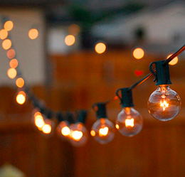 Ретро гірлянда вулична з лампами G40, 7,5 метрів, 25 лампочок, ip54, чорний провід