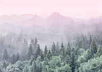 Фотообои Chameleon Лес с розовыми горами 100х100см