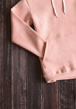 Жіноча Кенгурушка світло-рожева з капюшоном Толстовка трикотажна без малюнків Худі з кишенею Кенгуру фліс, фото 2