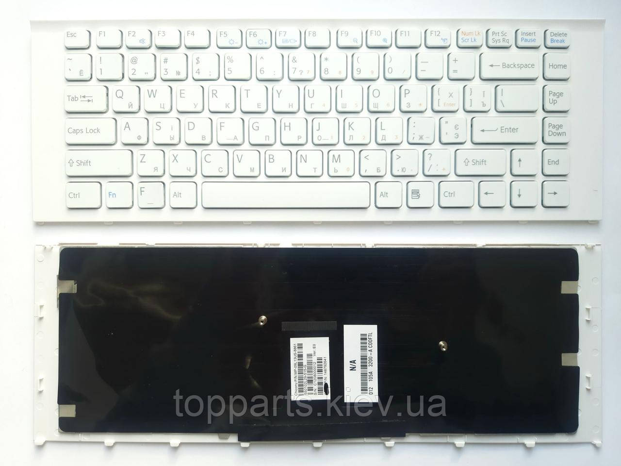 Клавіатура для ноутбуків Sony Vaio VPC-EA Series клавиатура белая с белой рамкой UA/RU/US